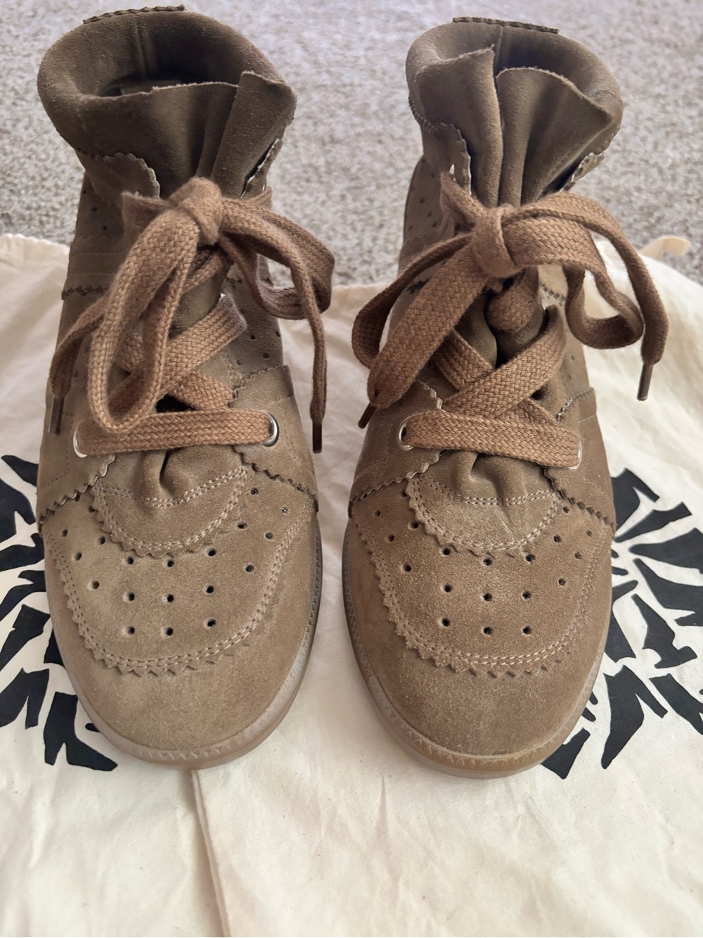 Isabel Marant Brown Suede Lace-Up Wedge Boots